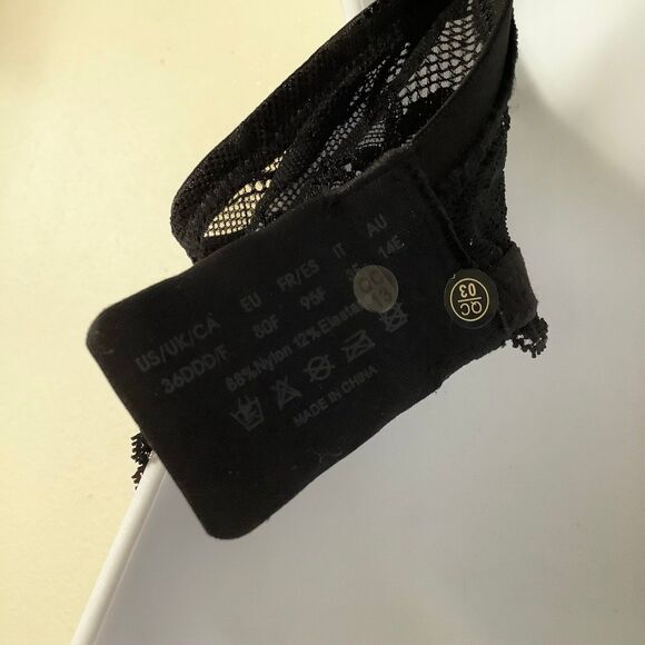 New with Tags Dellyo Black Lace Padded Bra 36DDD Gothic Dark Romantic Feminine - Picture 7 of 7